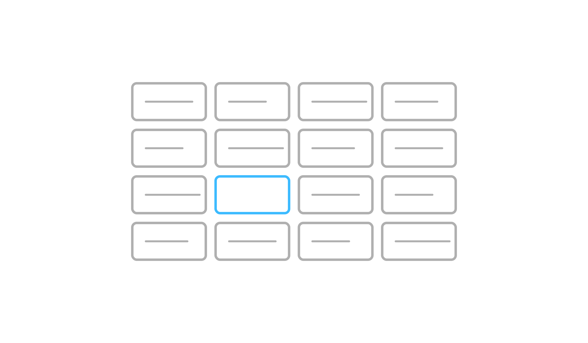 A grid of filled cells with one empty cell in blue: the decision nobody has made yet