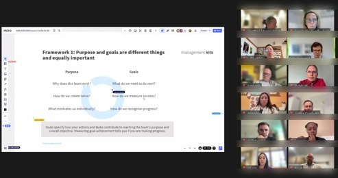 Virtual group work session with a shared whiteboard